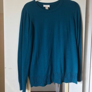 LOFT Aqua blue sweater with cute diamond pattern